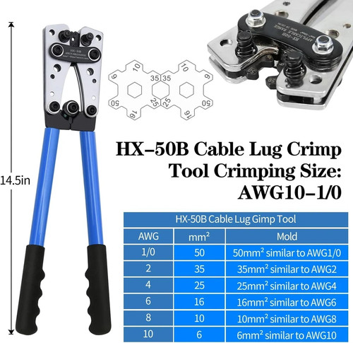 Cable lug crimping tool with - lug,