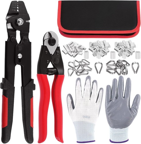Wire rope crimping tool - wire, kit